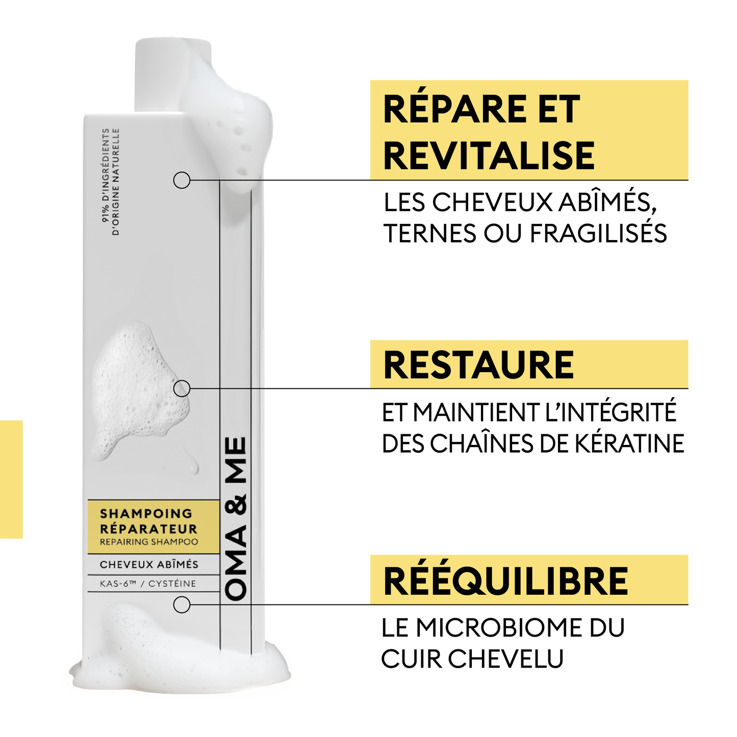 Champú reparador para cabellos dañados