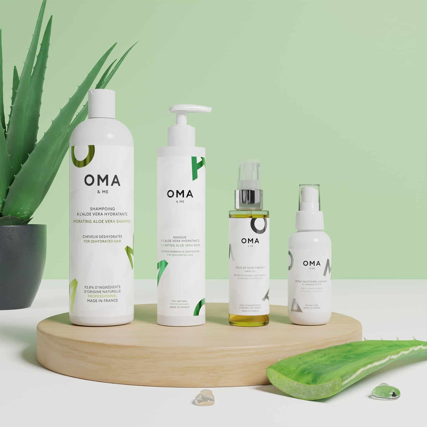 Set Quotidien Hydratant Aloé Vera - Shampoing & Masque & Huile & Spray