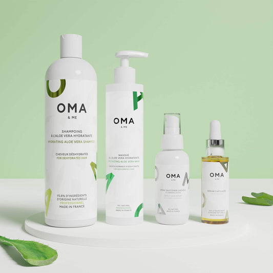 Set Hydratant Aloe pour cheveux bouclés :  Shampoing & Masque & Spray & Sérum