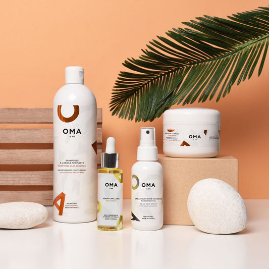 Set Purifiant Argile cheveux bouclés :  Shampoing & Masque & Spray & Sérum